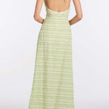 Sahara Lime Textured Stripe Halter Gown