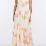 Laila Floral Beaded Organza Strapless Gown