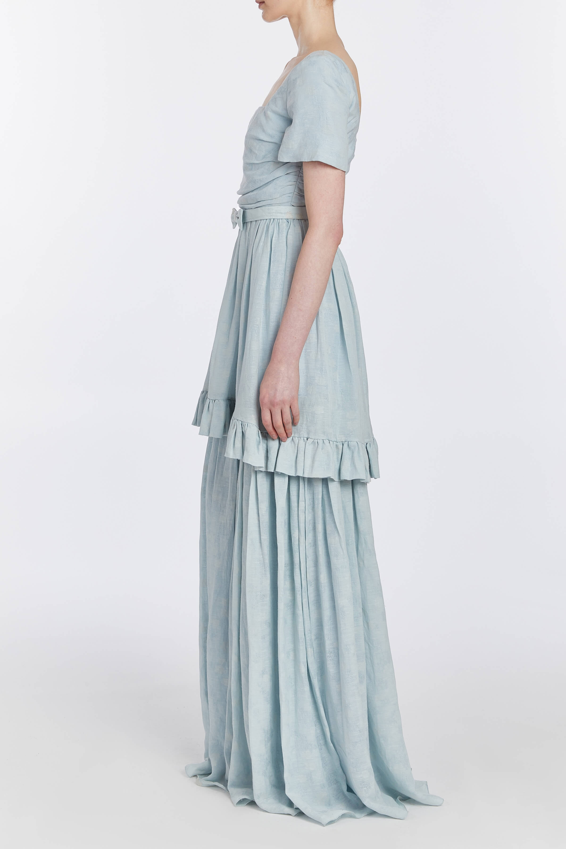 Miranda Blue Ruched Bodice Gown