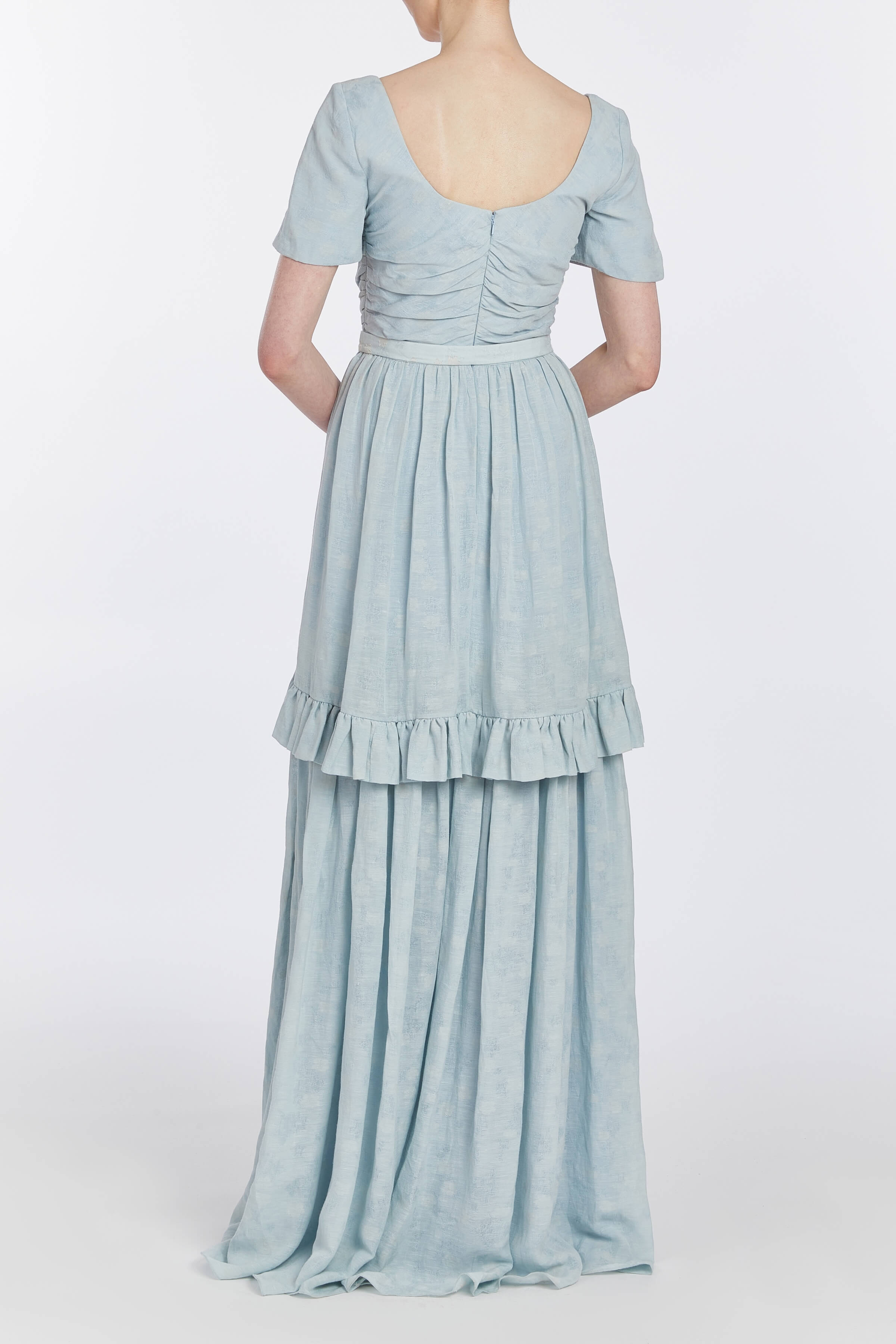 Miranda Blue Ruched Bodice Gown