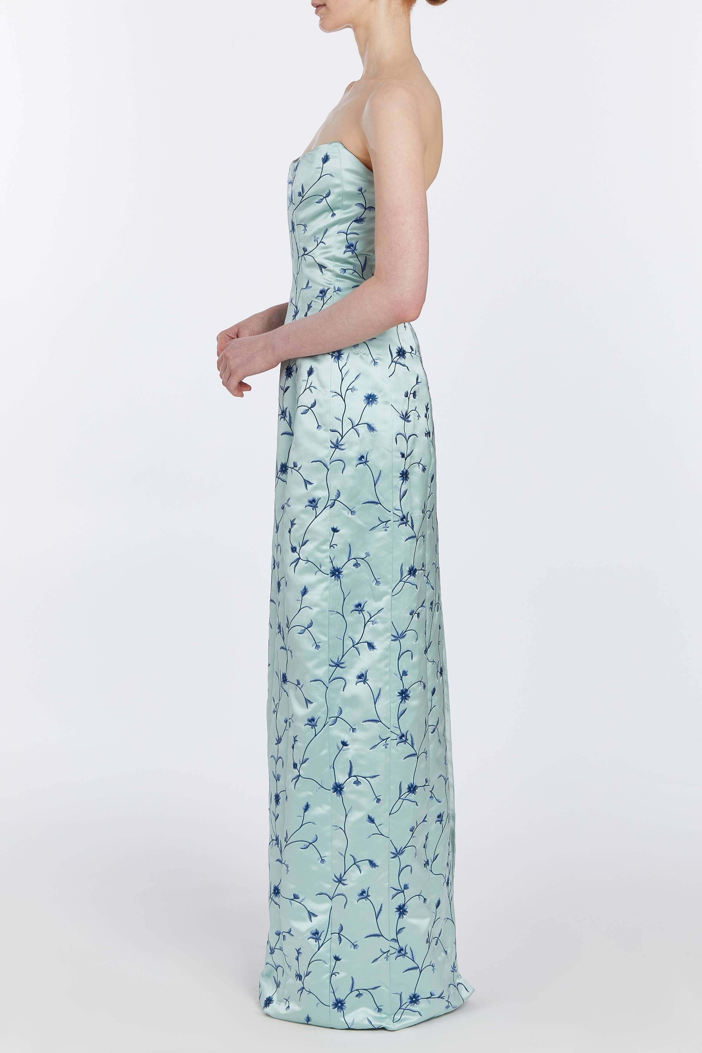 Odessa Embroidered Silk Column Gown