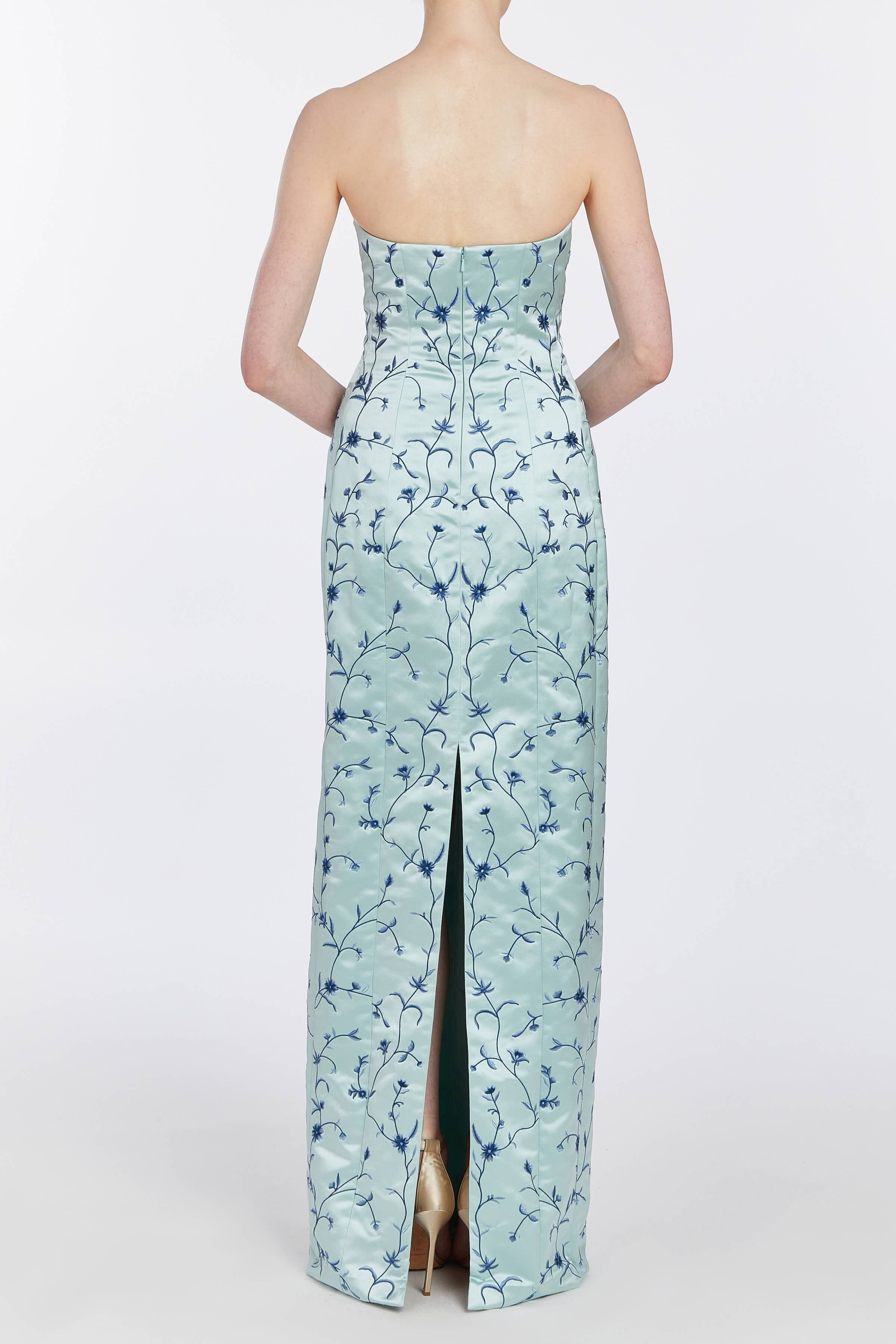 Odessa Embroidered Silk Column Gown