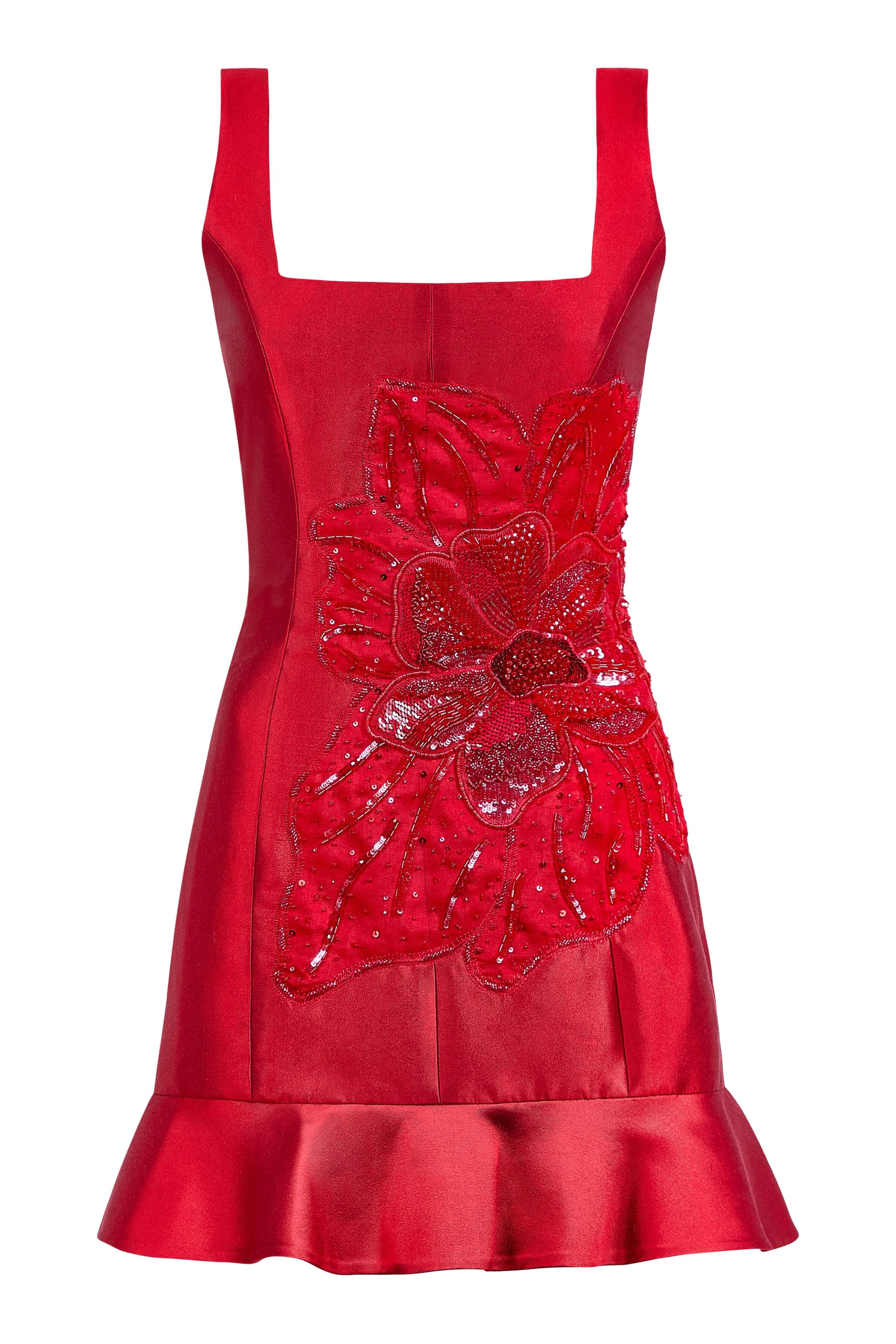 Pippa Hand Beaded Mini Dress With Flounce Hem