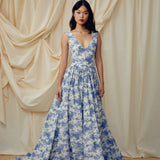 Brielle Prairie Blue Ikat Gown