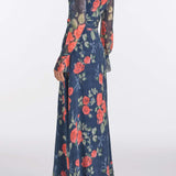 Adelaide Red Bloom Chiffon Gown