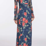 Adelaide Red Bloom Chiffon Gown
