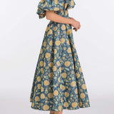 Freesia Dusk Marigold Ikat Midi Dress