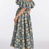 Freesia Dusk Marigold Ikat Midi Dress