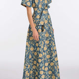Margaretta Dusk Marigold Ikat Gown