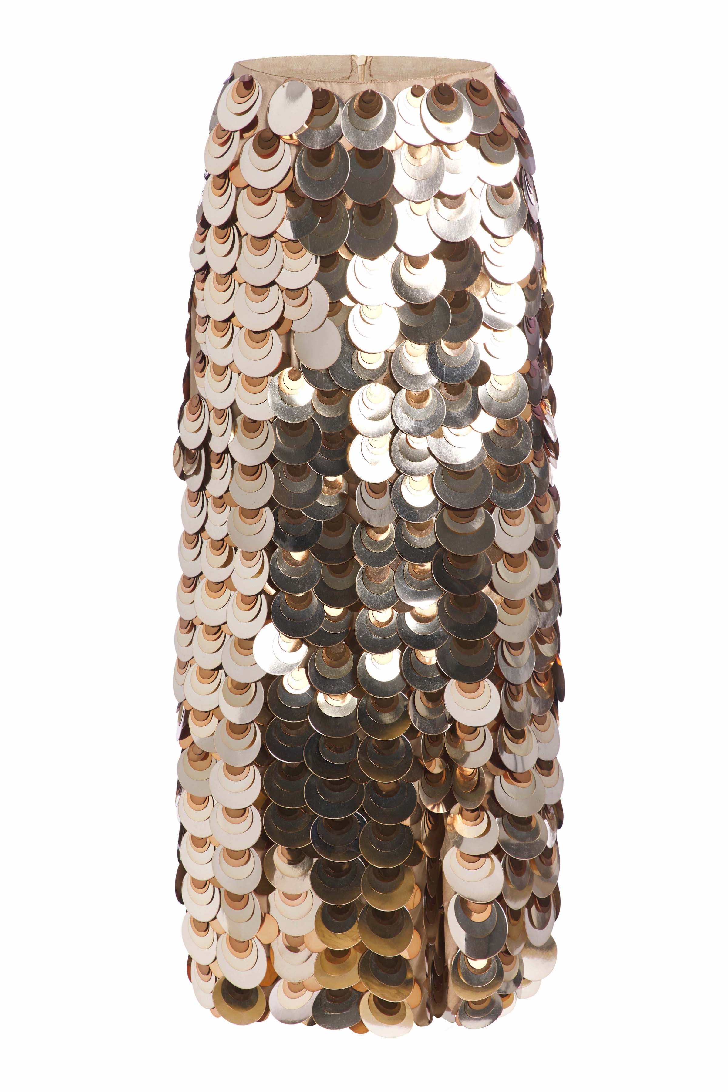 Copacabana Silver And Copper Paillette Midi Skirt