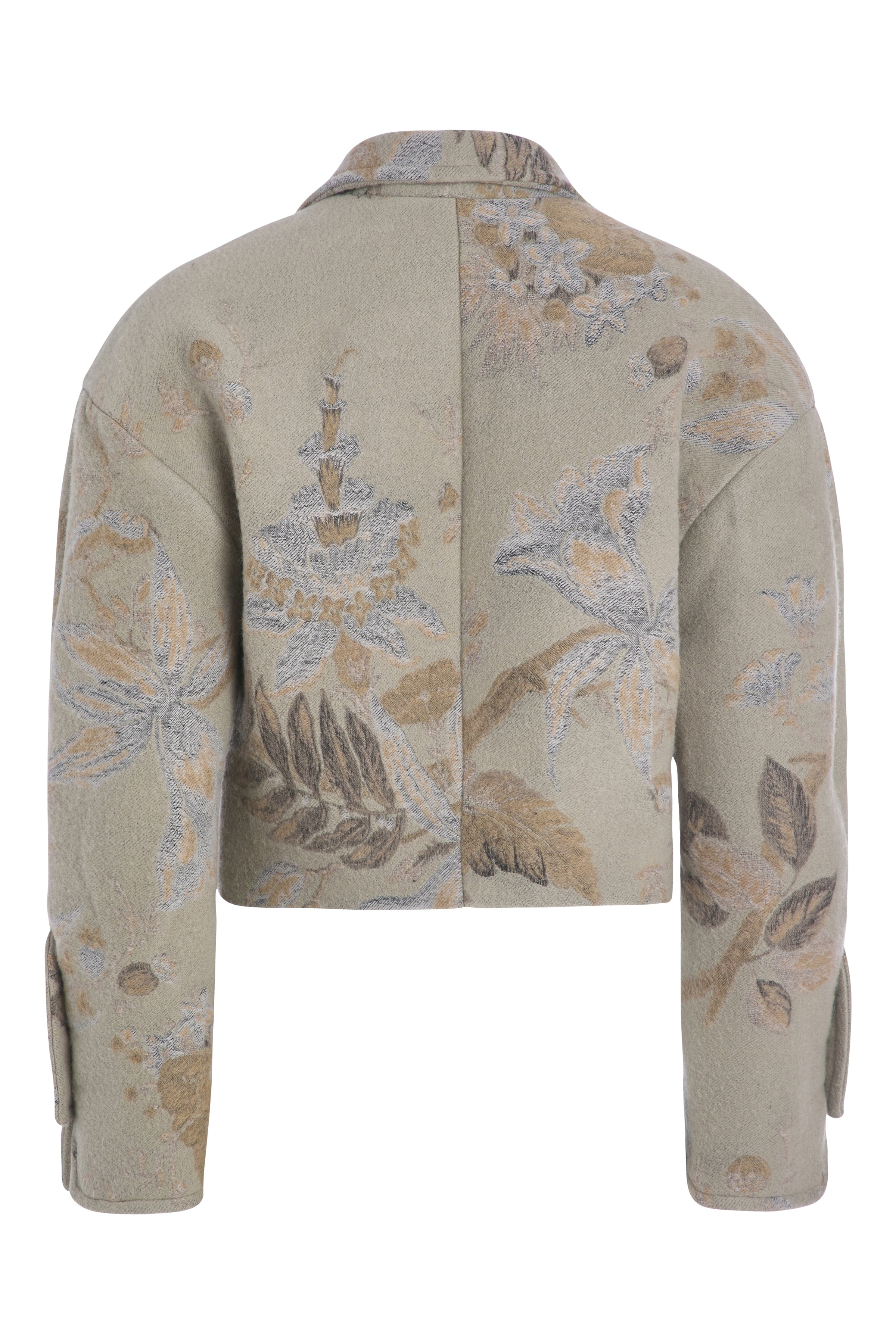 Clio Neutral Floral Jacquard Cropped Jacket
