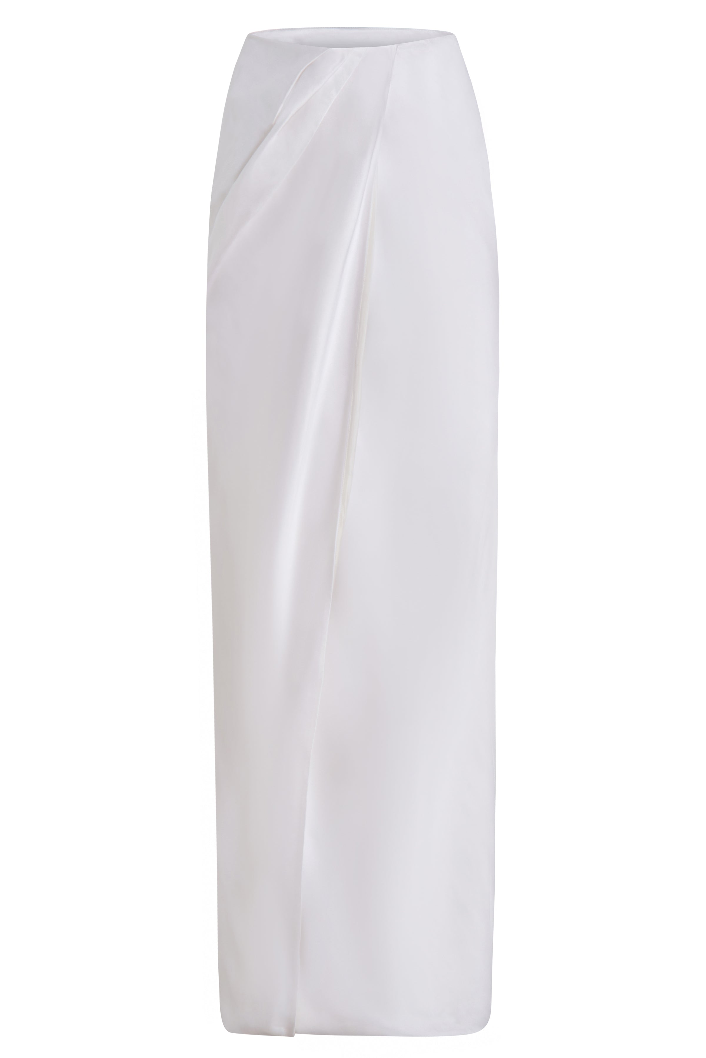 Audrey White Duchess Satin Draped Skirt
