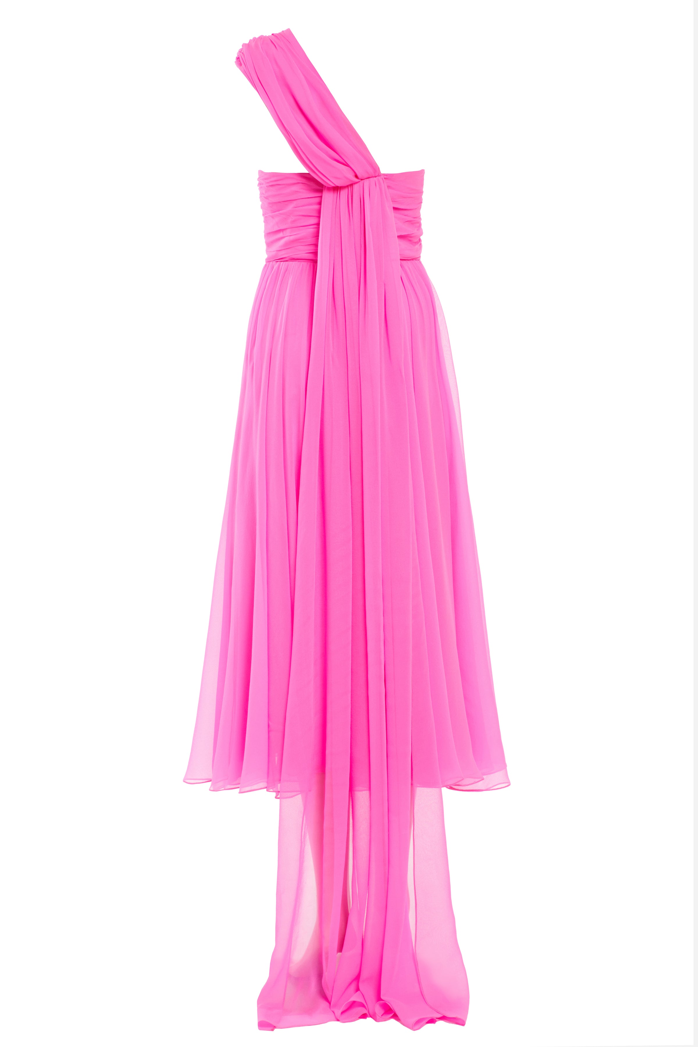 Rosalind Pink Draped Chiffon One Shoulder Dress