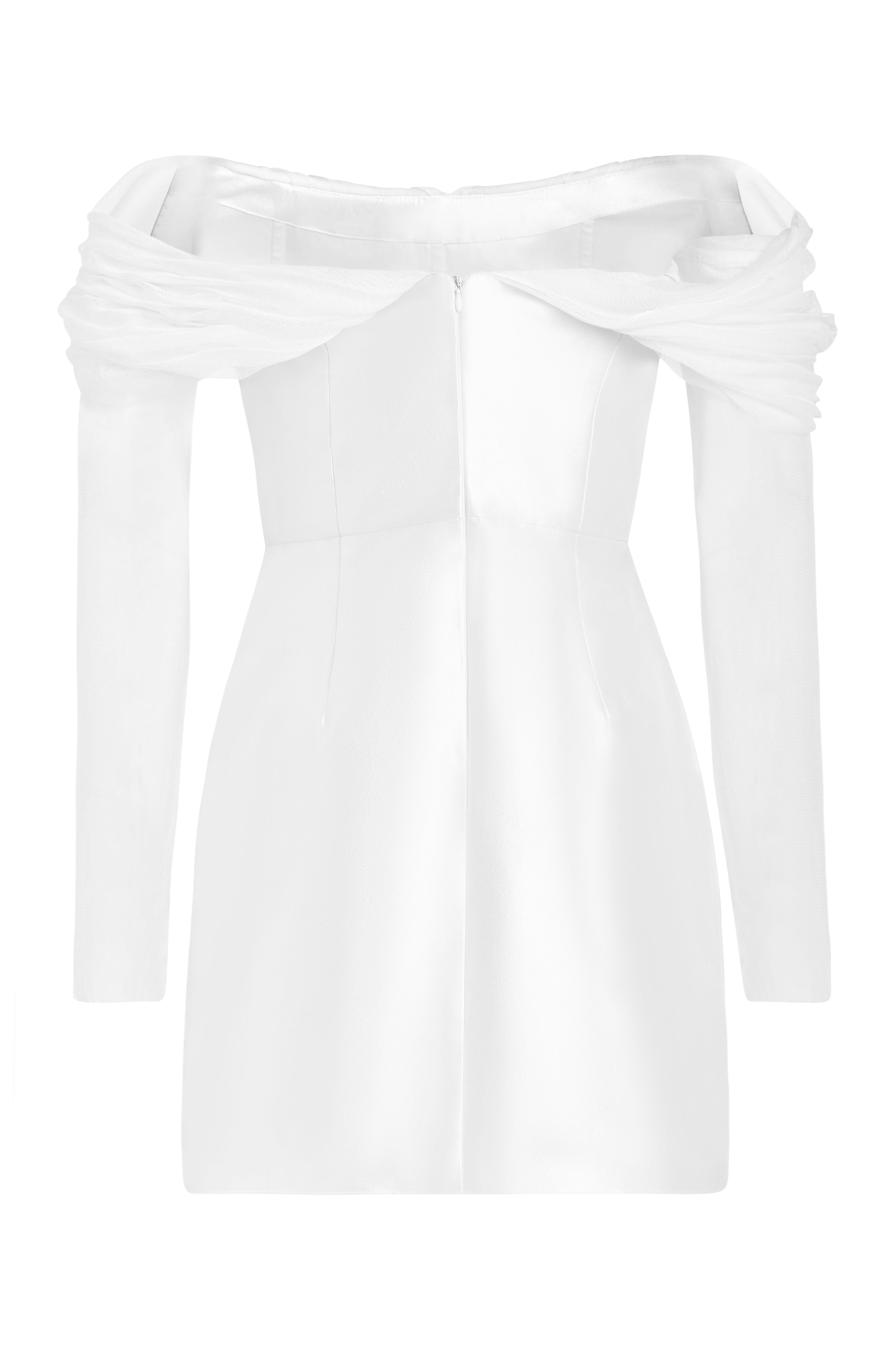 Mia White Silk Mini Dress With Neckline Drape