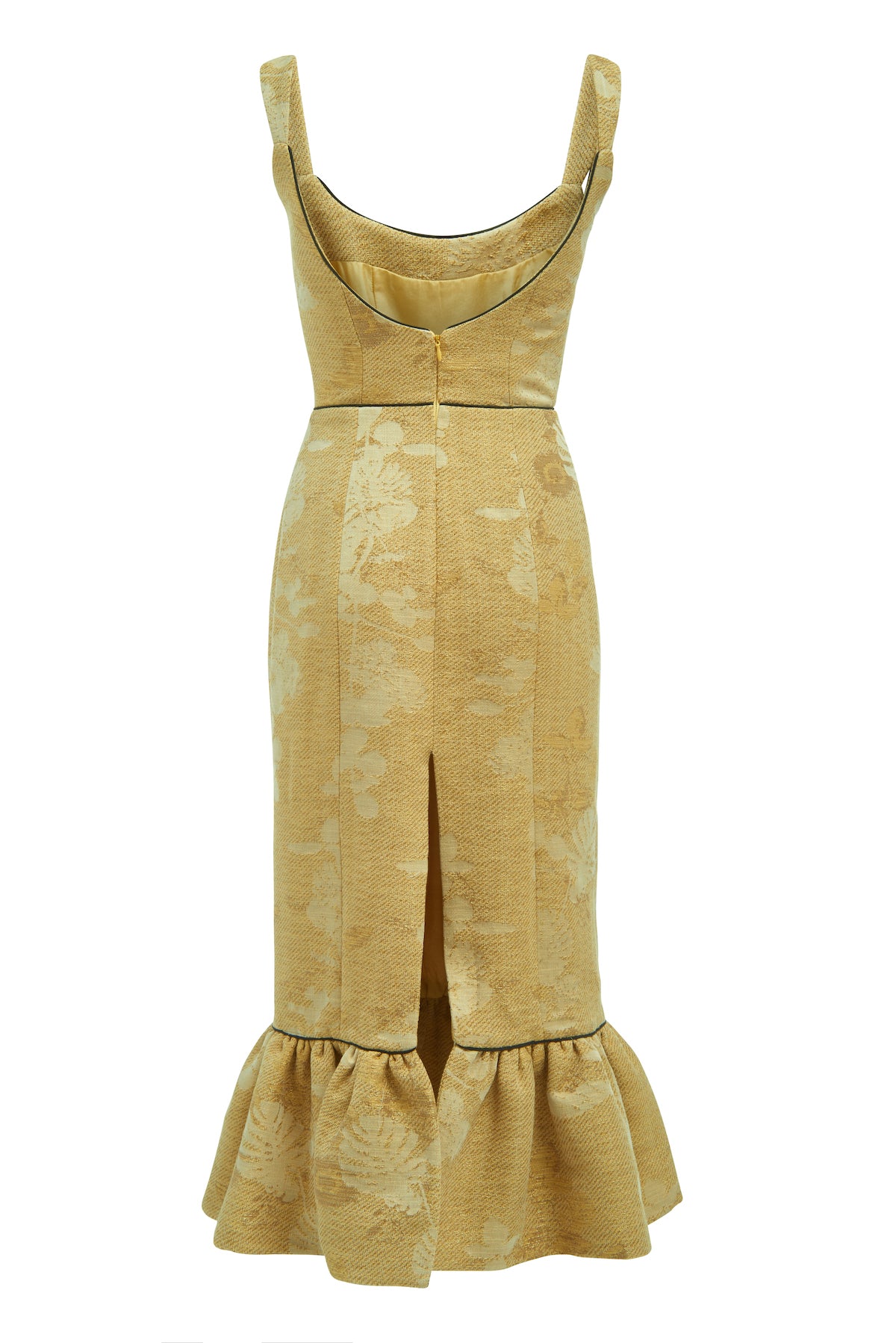 Ginevra Gold Floral Brocade Corset Dress