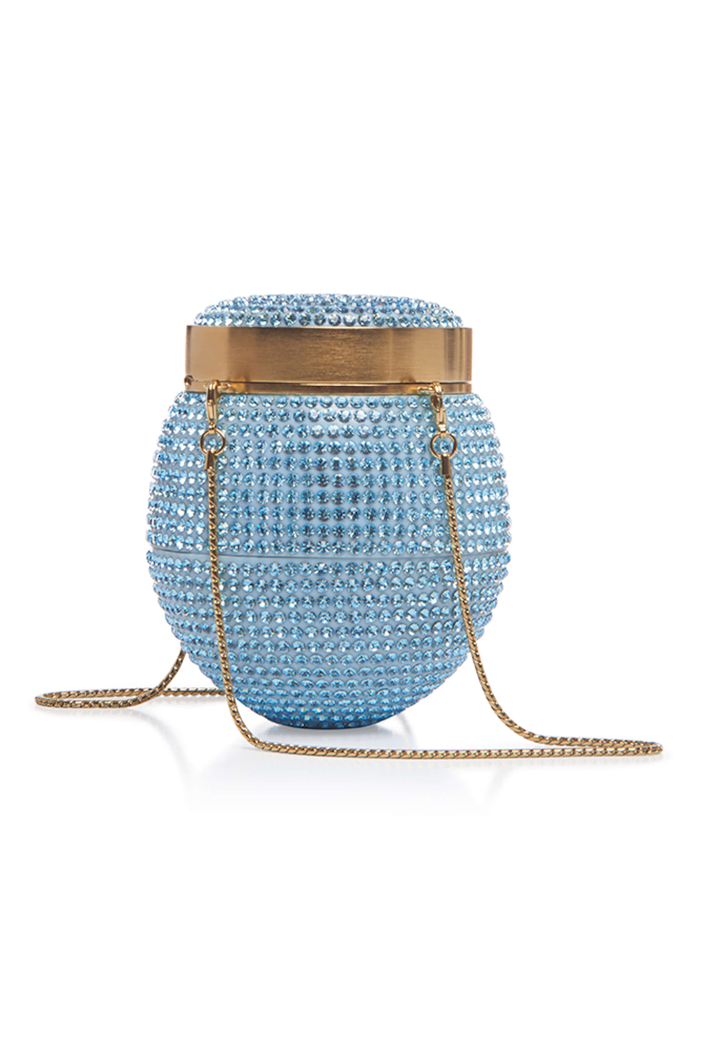 May Blue And Crystal Round Clutch