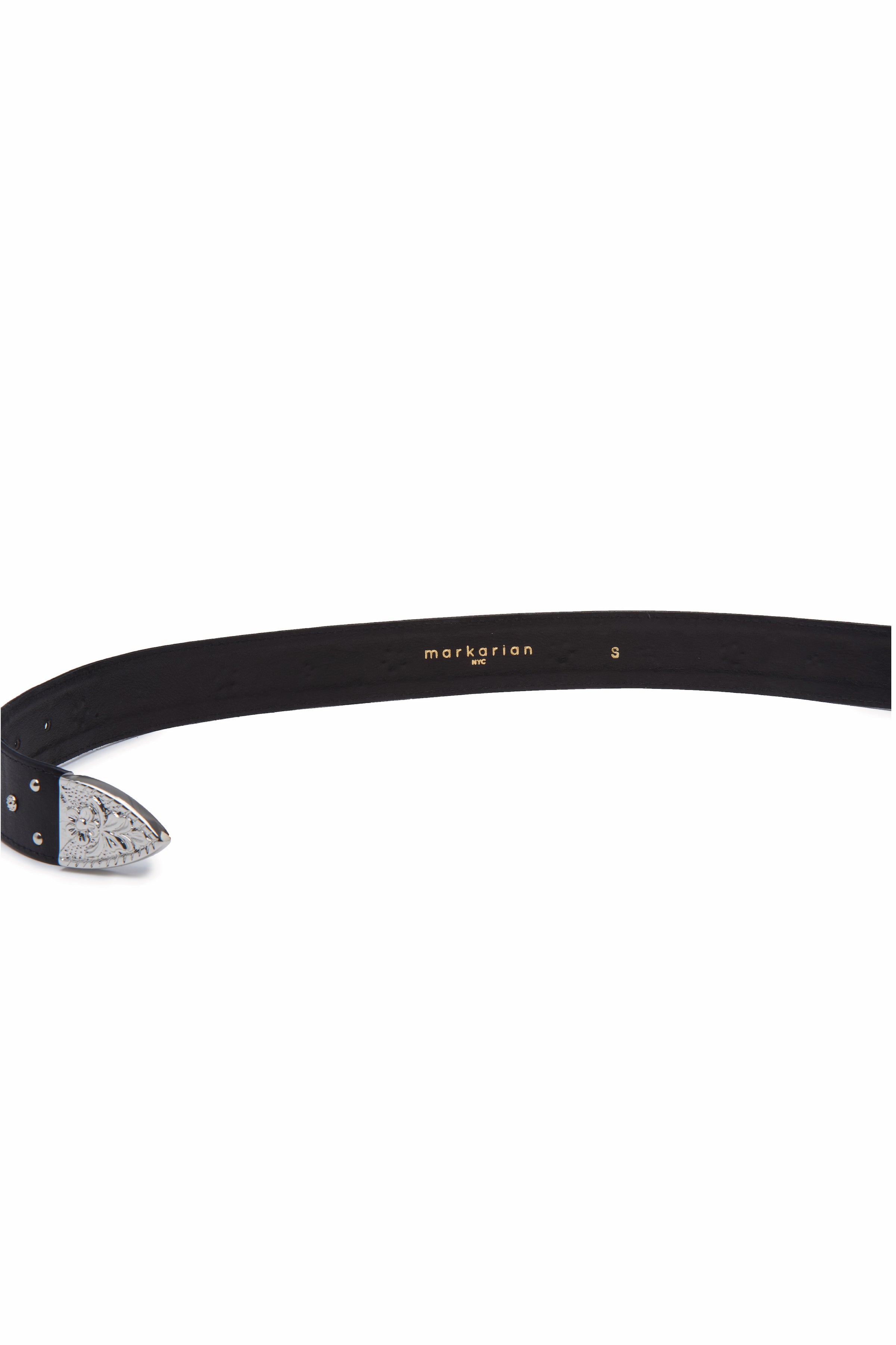 Rhinestones Leather Belt Black and Gold ‐ Markhor Wear 