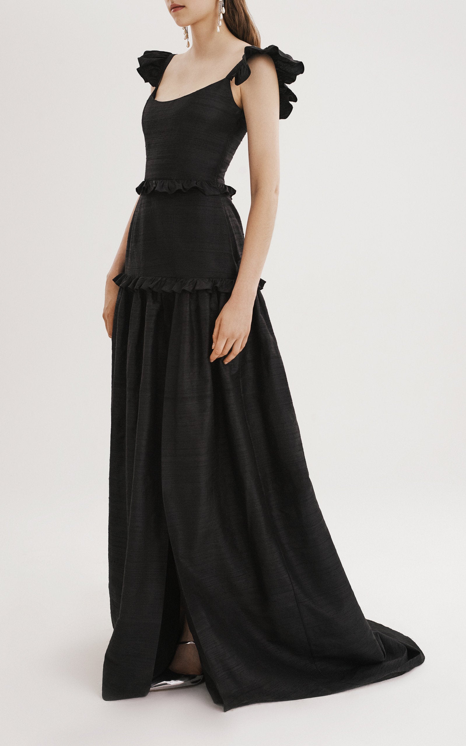 Arabella Black Silk Dupioni Gown