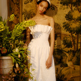 Demetra White Moire Midi Dress