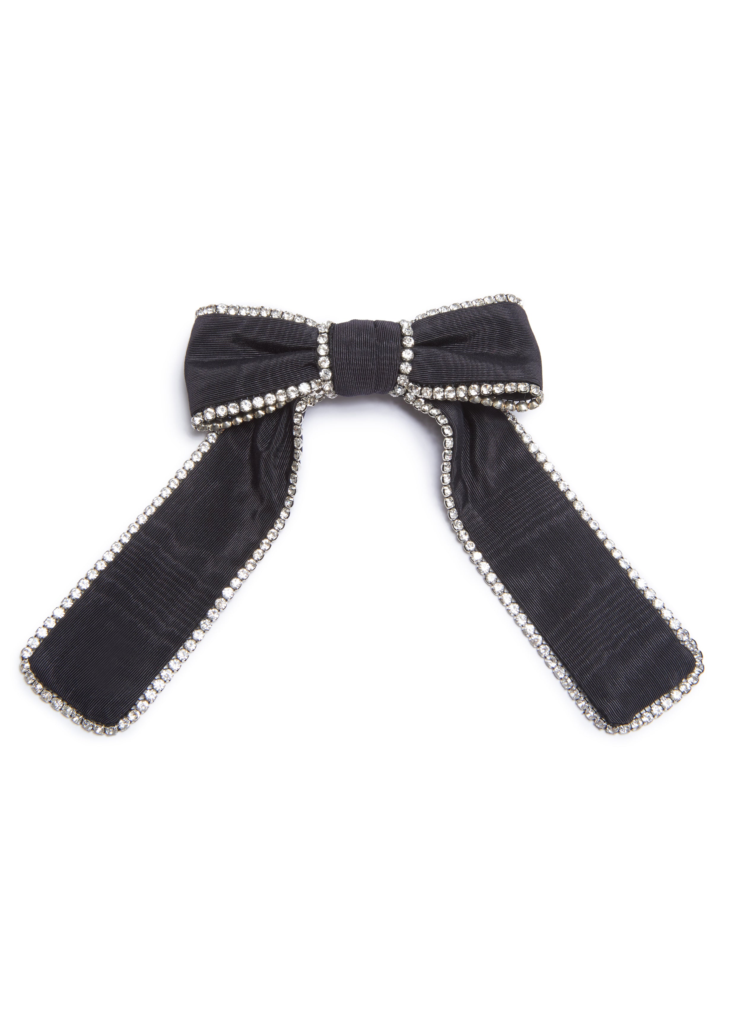 Black Moire Bow with Crystal Embellishments
