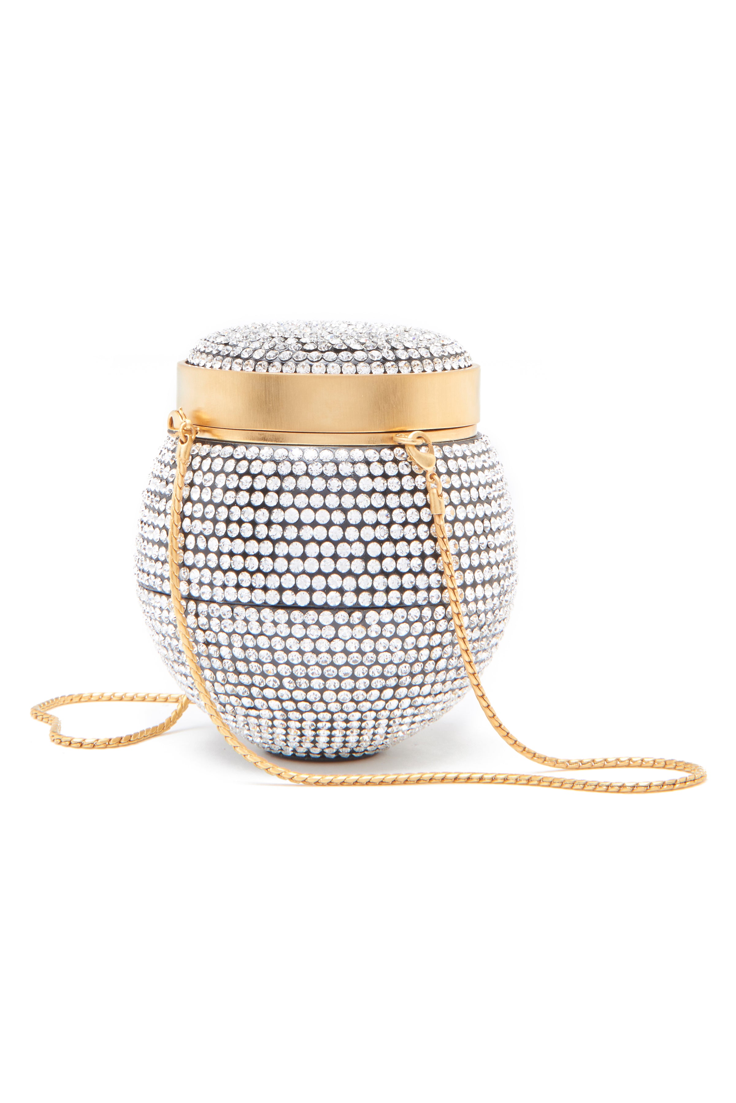 Chanel Satin Beaded Crystal Round Clutch Bag