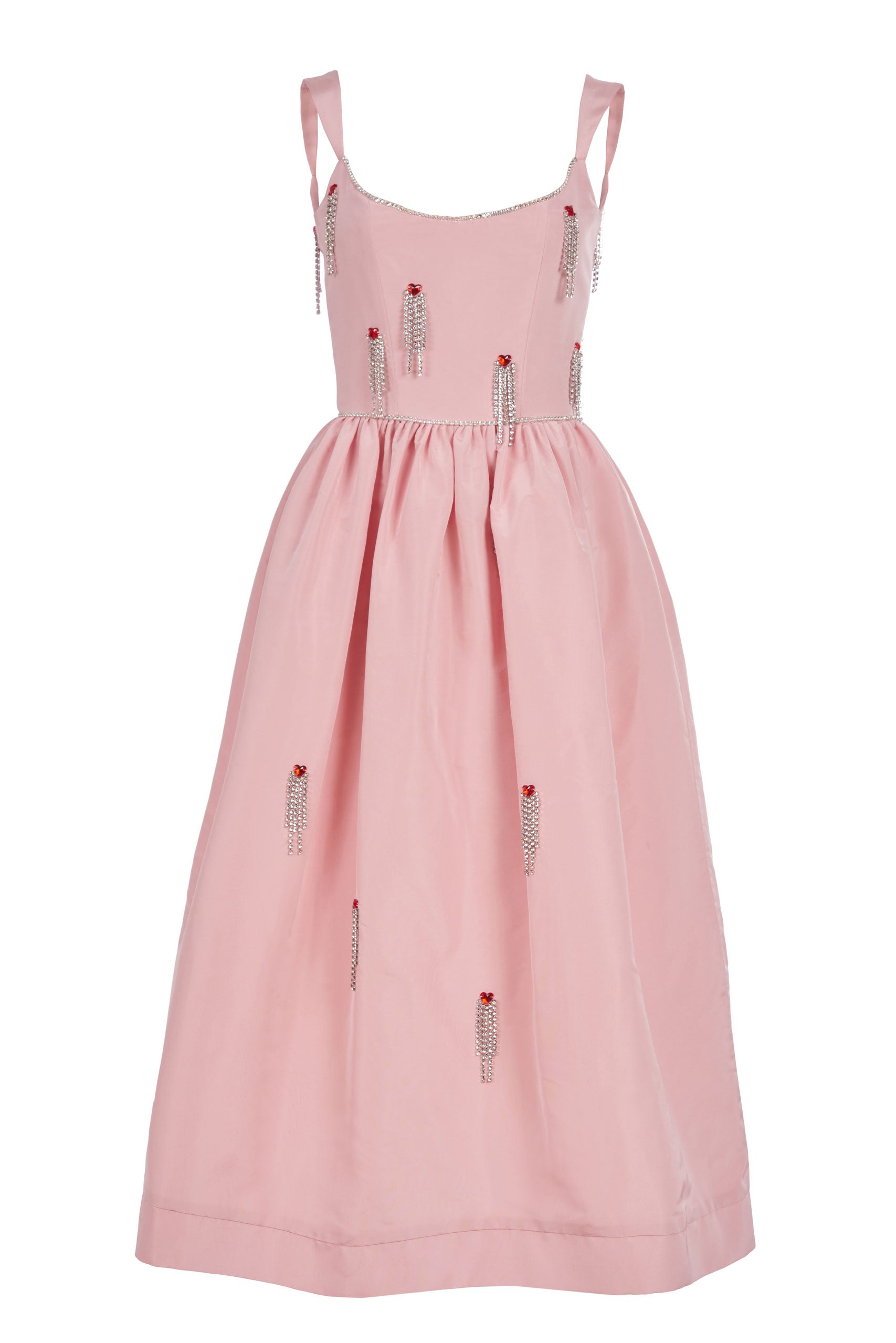 Le Coeur Shirred Pink Silk Faille Corset Dress with Crystal Embellishment