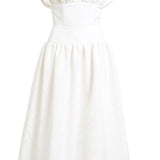Demetra White Moire Midi Dress