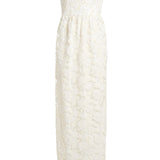 Evora Pearl Beaded White Lace Gown with Large Detachable Bow
