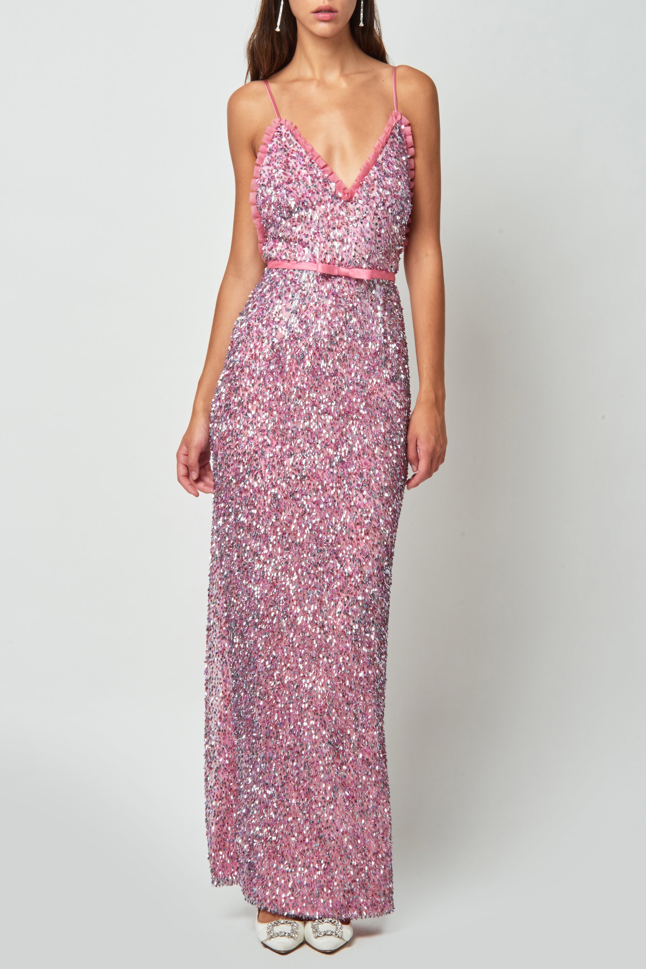 Isabel Pink Sequin Column Gown