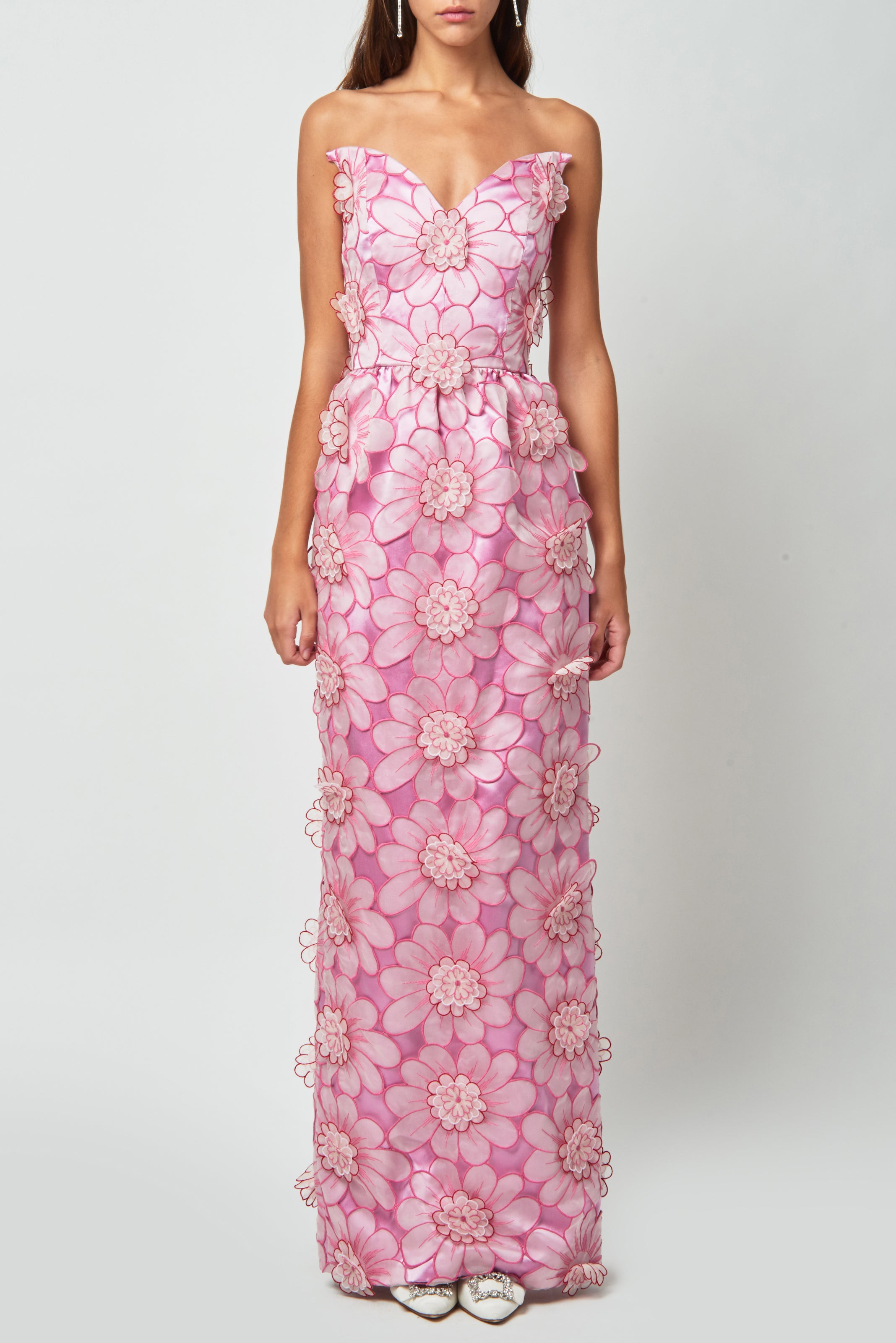Marina Pink Floral Applique Gown