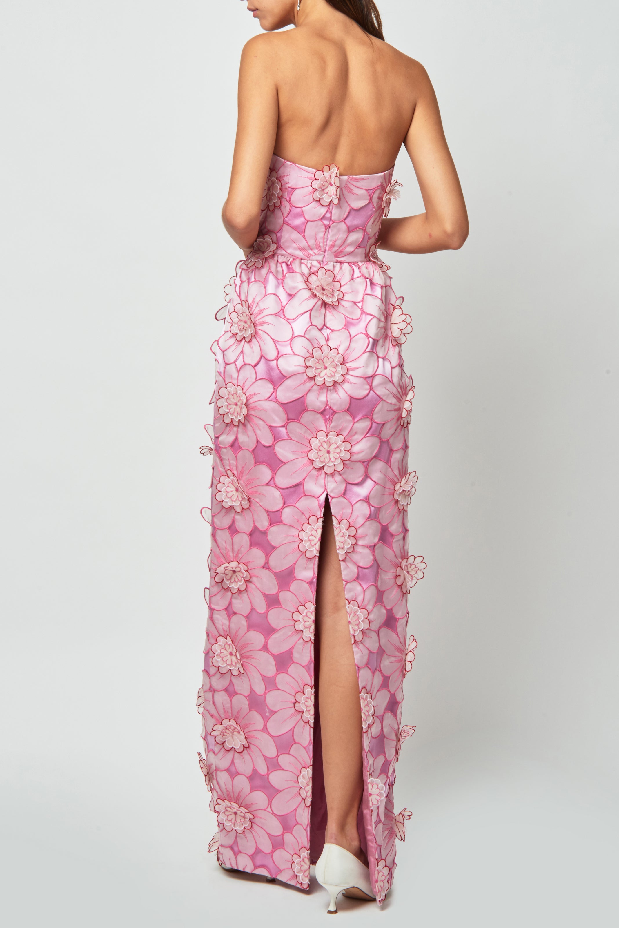 Marina Pink Floral Applique Gown