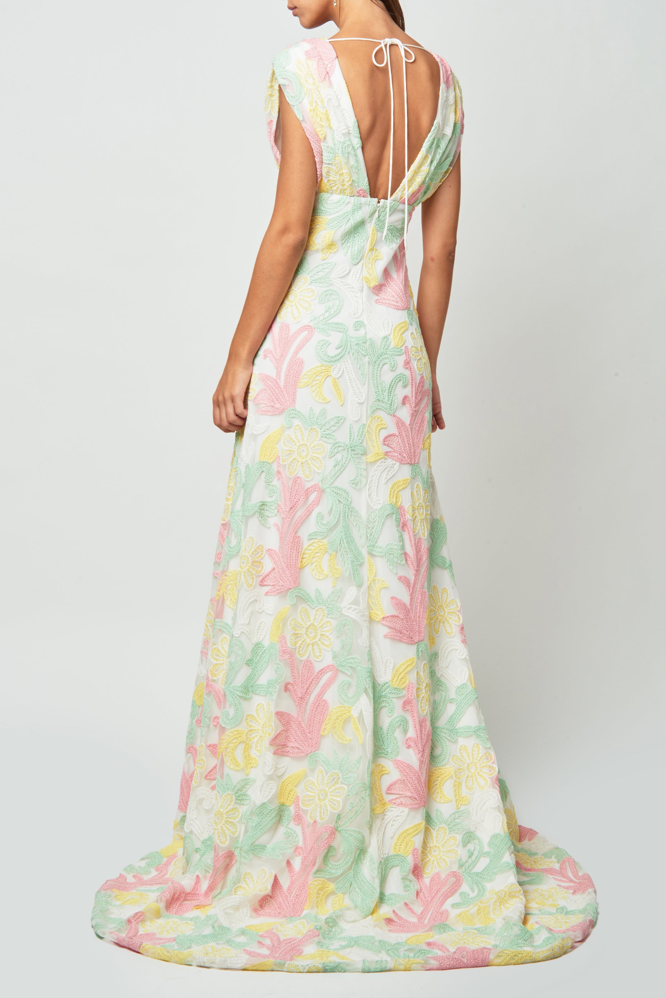 Aurora Multi-Colored Floral Lace Gown