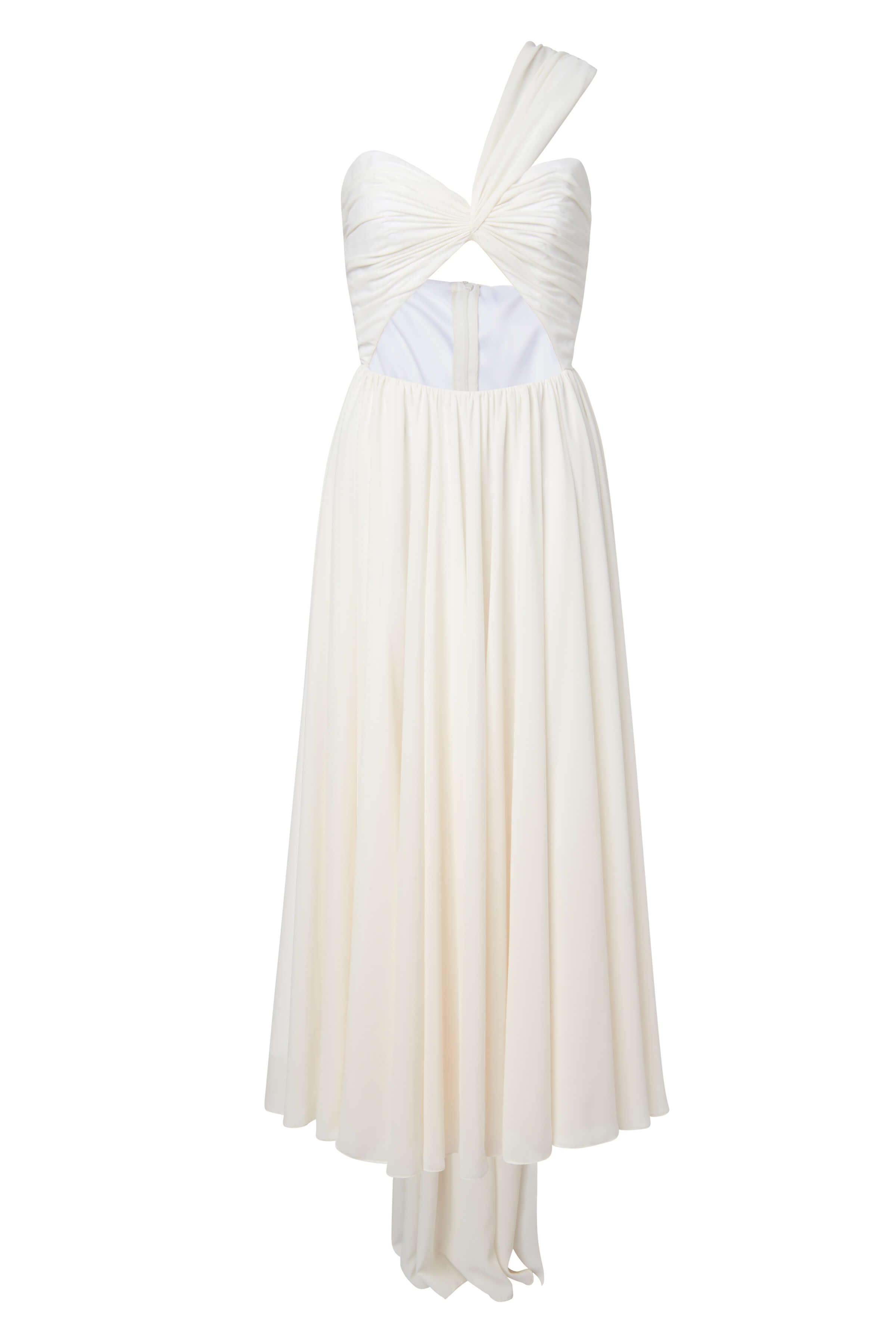 Rosalind White Draped Chiffon One Shoulder Dress