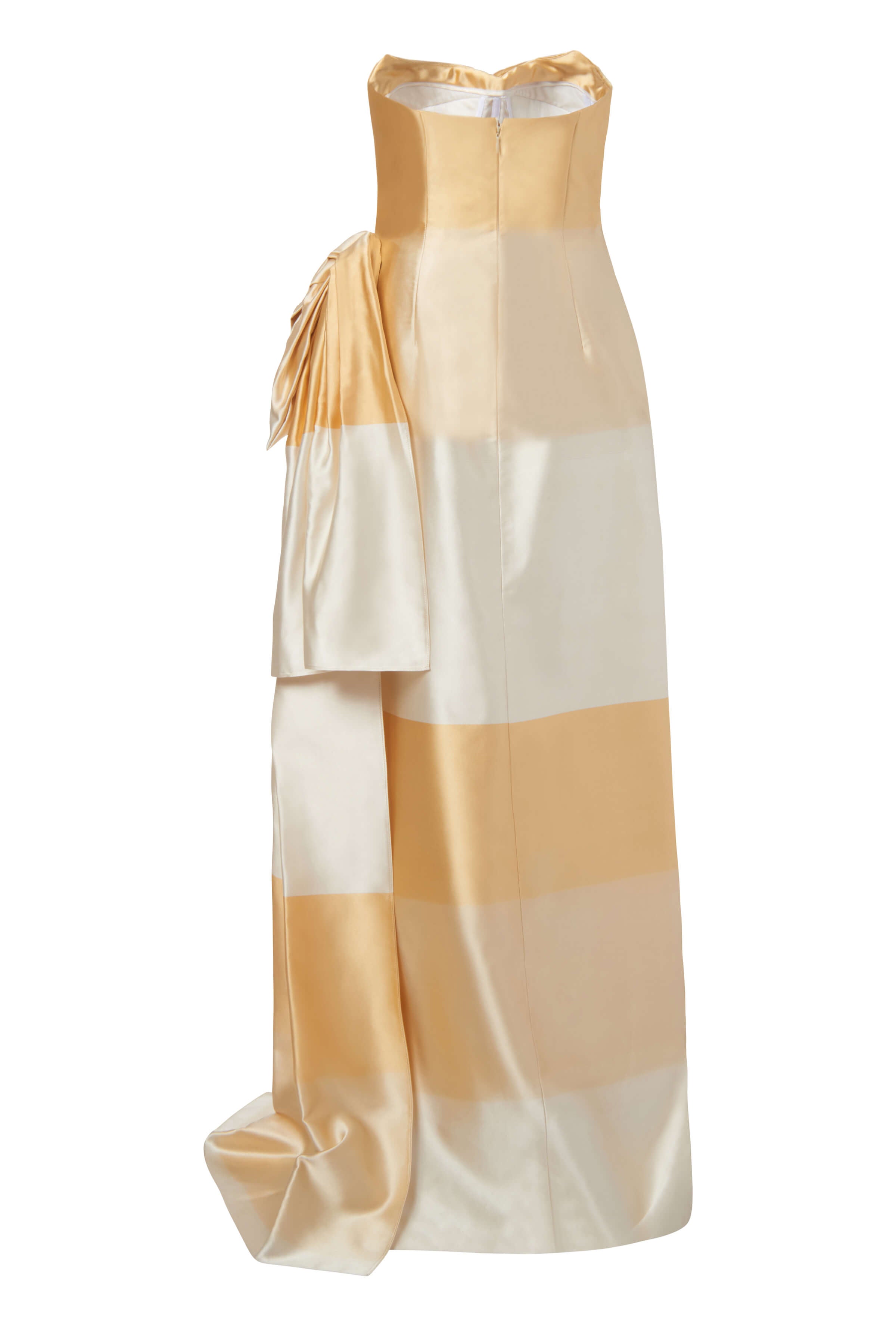 Athena Golden Ombre Silk Strapless Draped Corset Gown