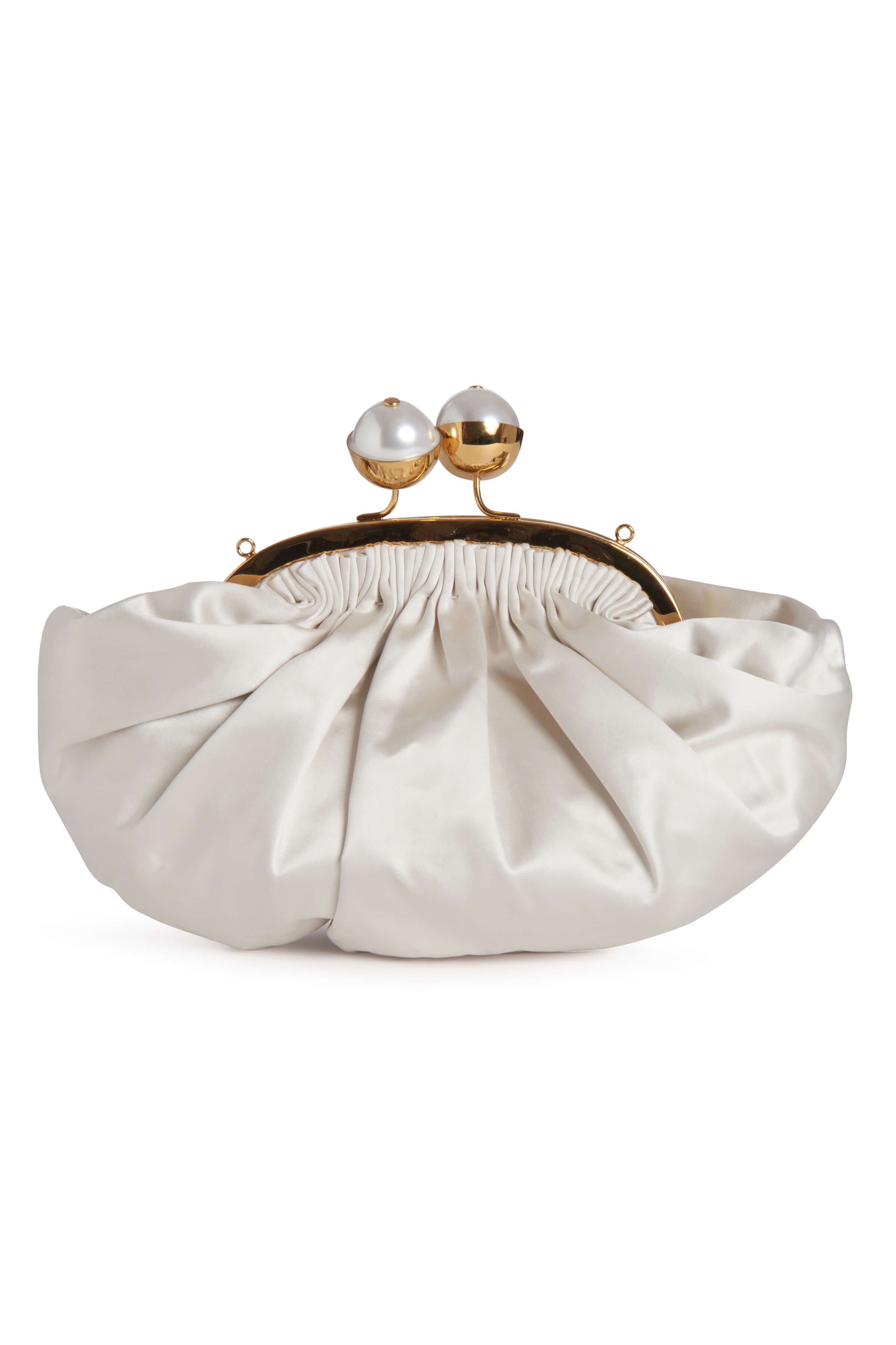 FINAL SALE: Chiara White And Gold Pearl Clasp Clutch