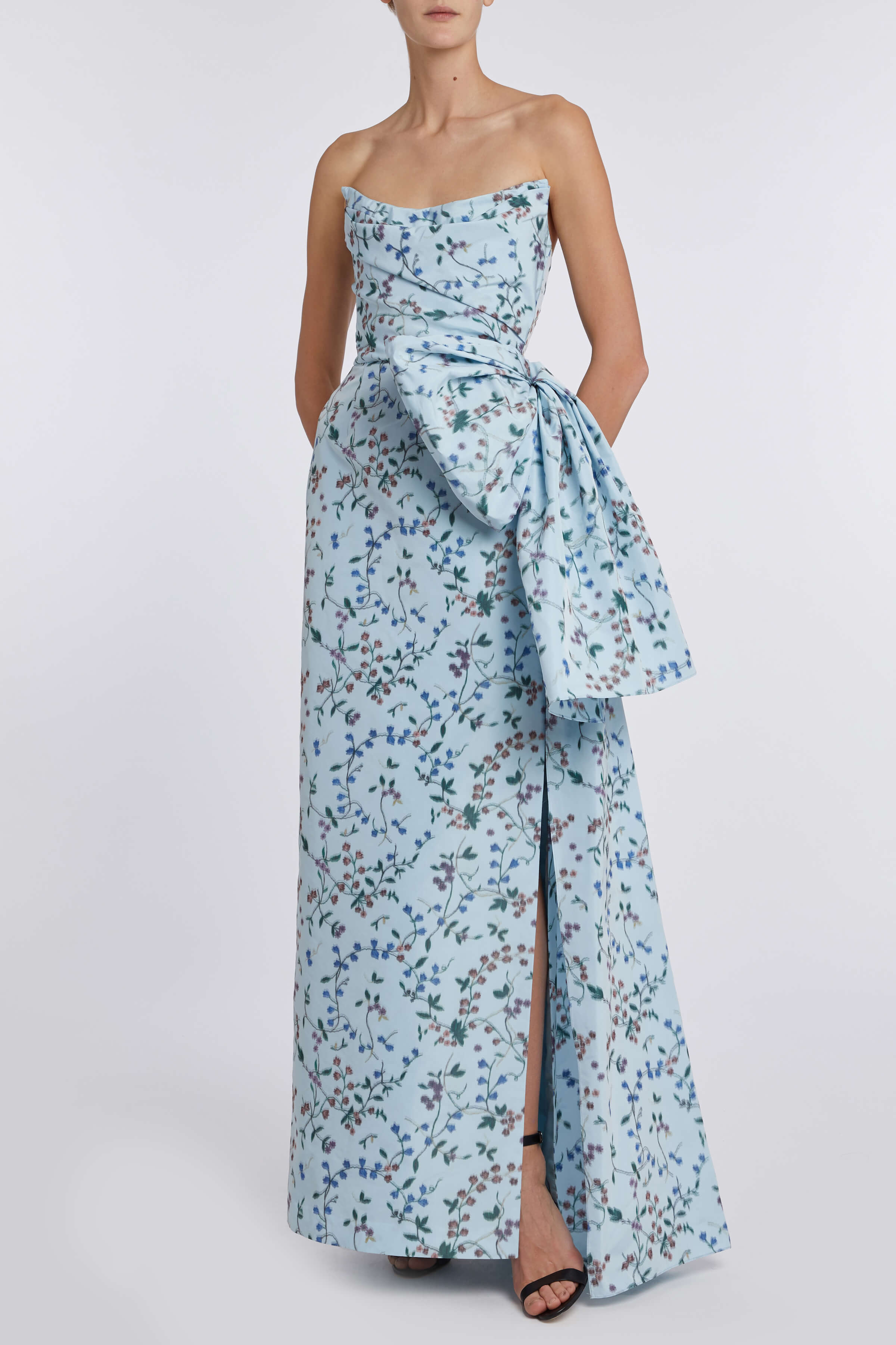Athena Blue Ikat Strapless Gown