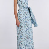Athena Blue Ikat Strapless Gown
