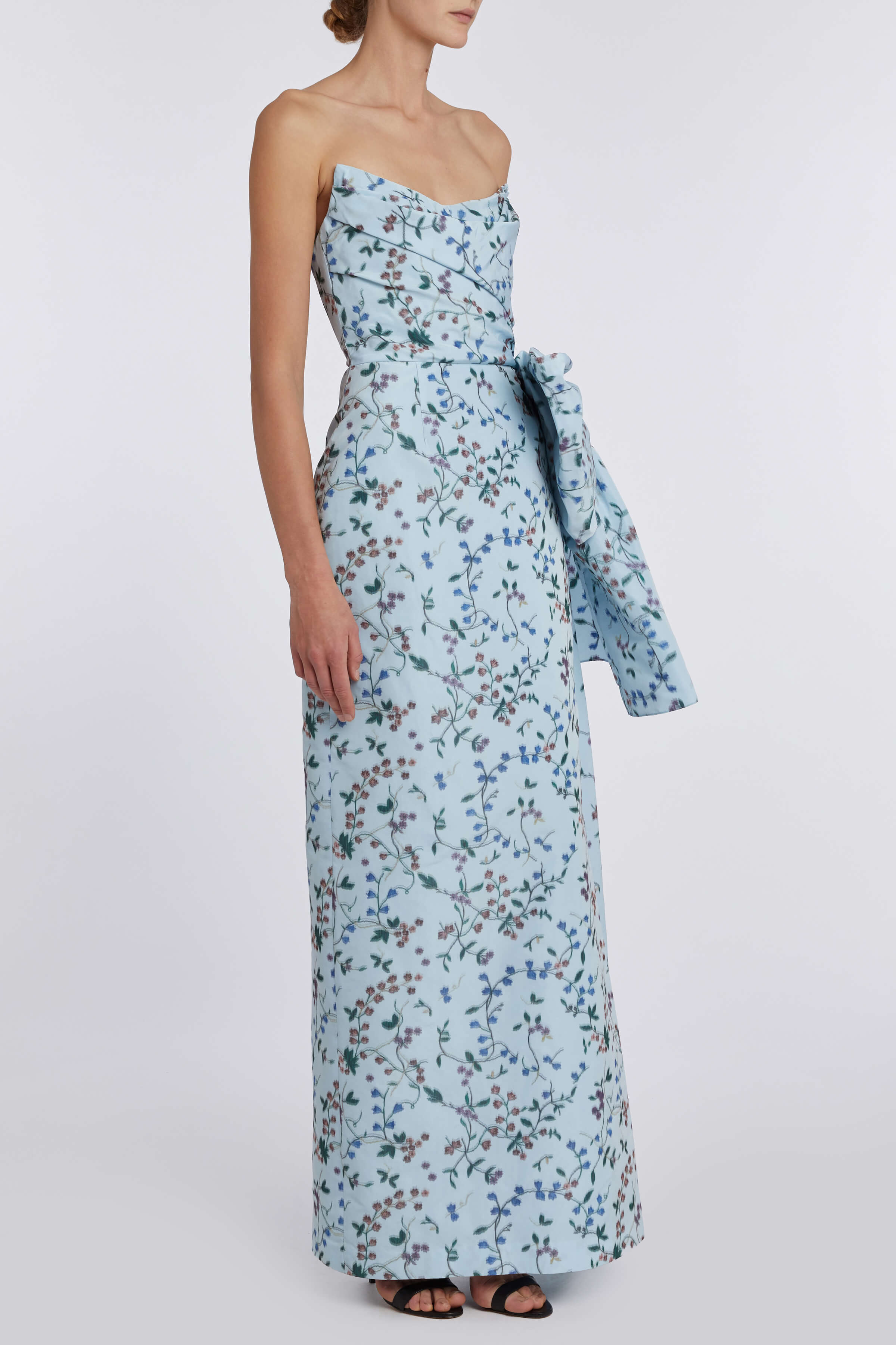 Athena Blue Ikat Strapless Gown