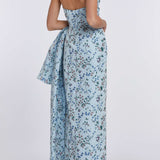 Athena Blue Ikat Strapless Gown