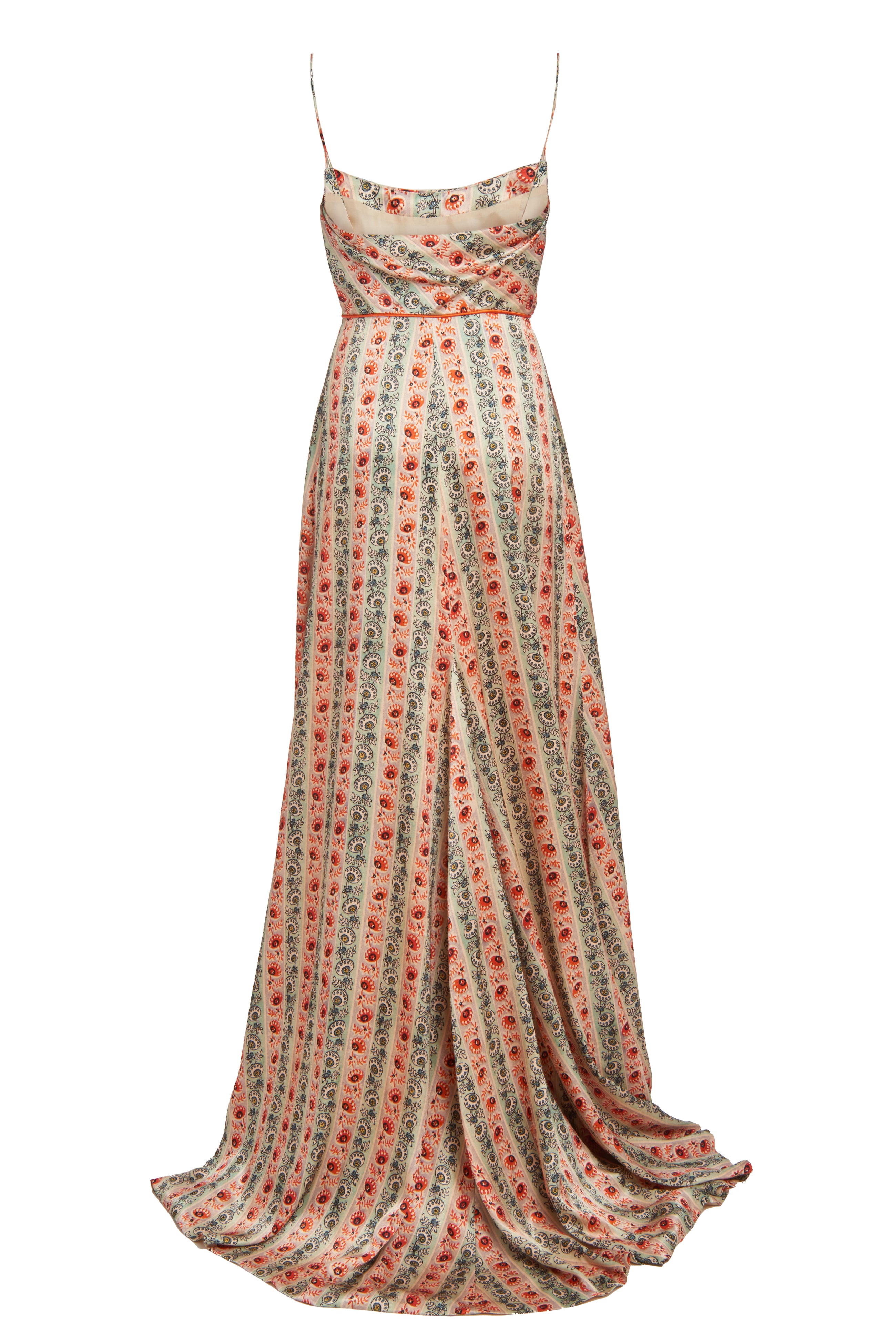Dashwood Multicolor Sustainable Floral Stripe Satin Wrap Gown