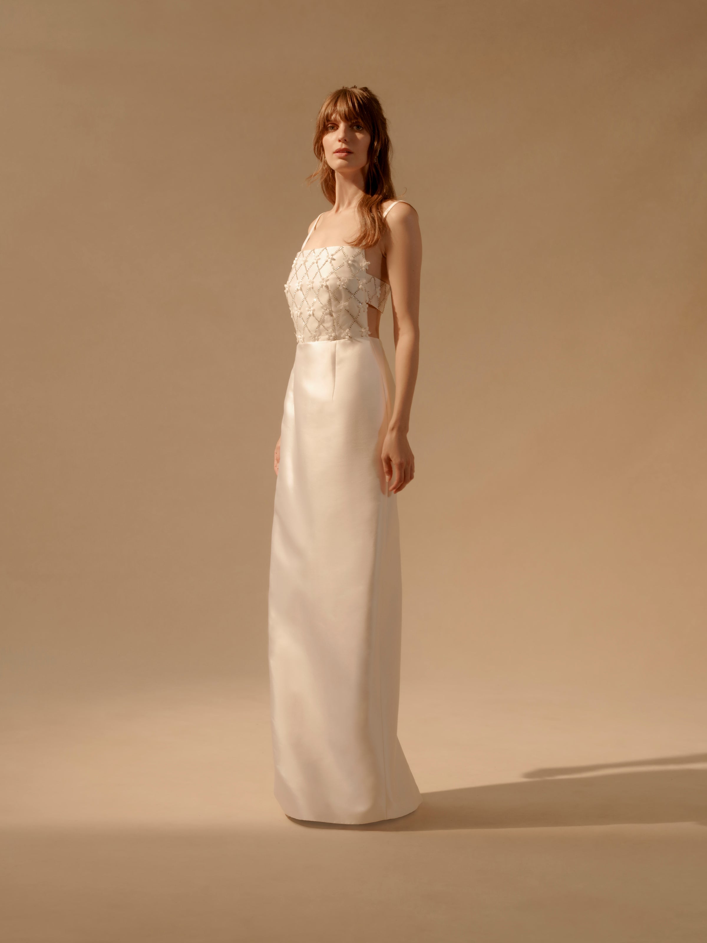 Flora Column Gown With Crystal Embellishment