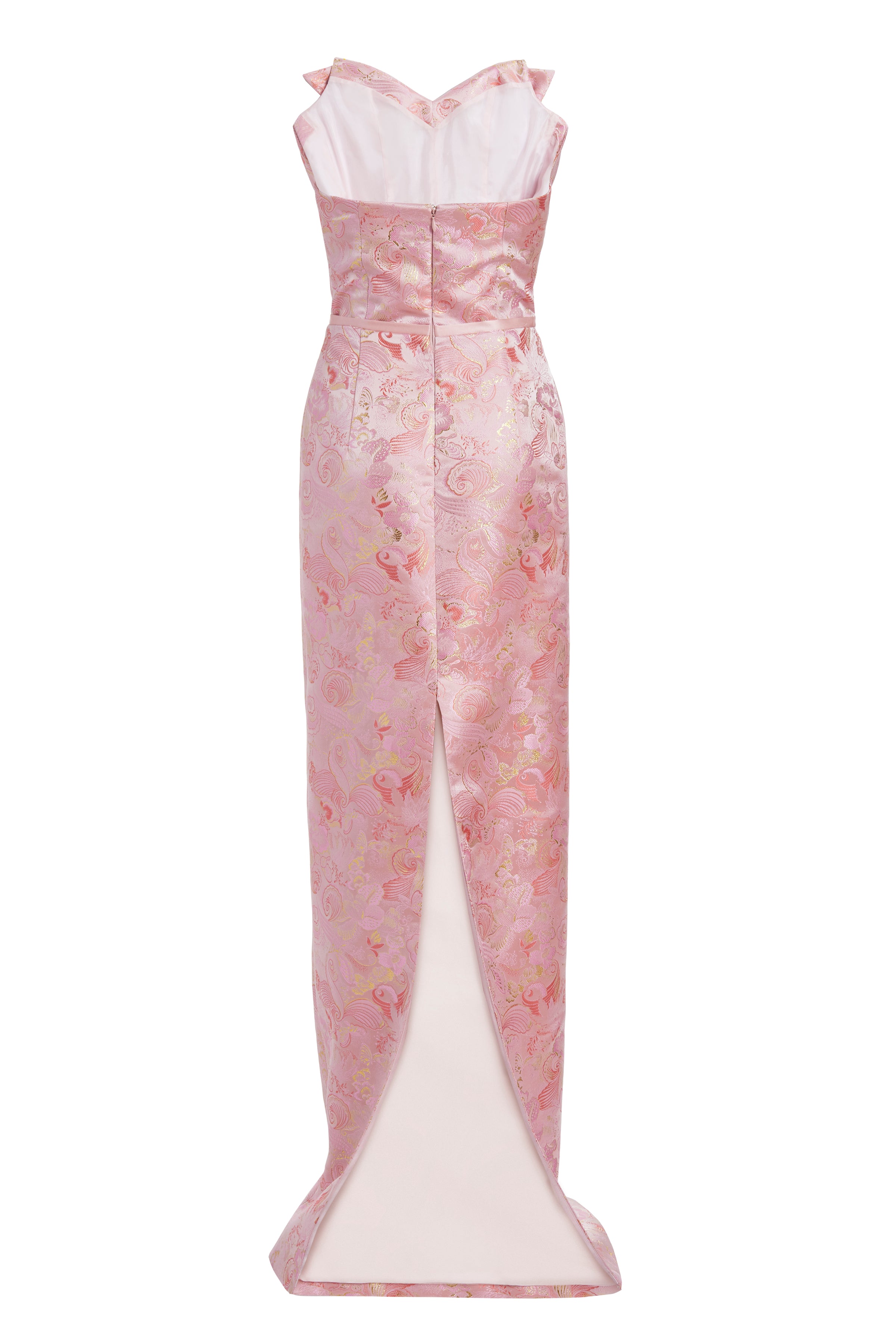 Rita Pink Butterfly Brocade Column Gown