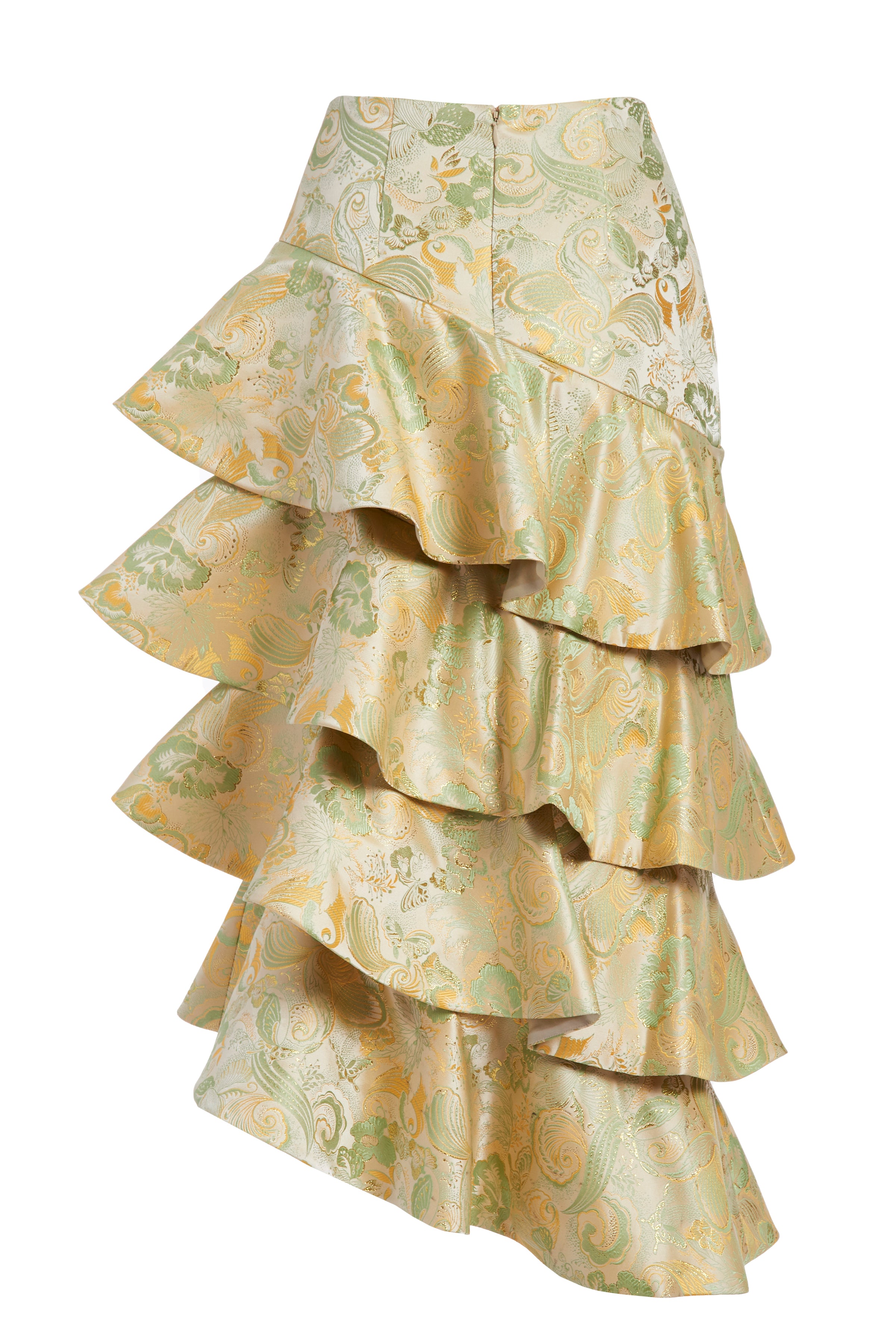 Laura Green Butterfly Brocade Tiered Ruffle Skirt