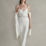 Rhett White Jacquard Dress with Crystal Trim