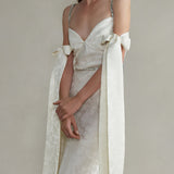 Rhett White Jacquard Dress with Crystal Trim