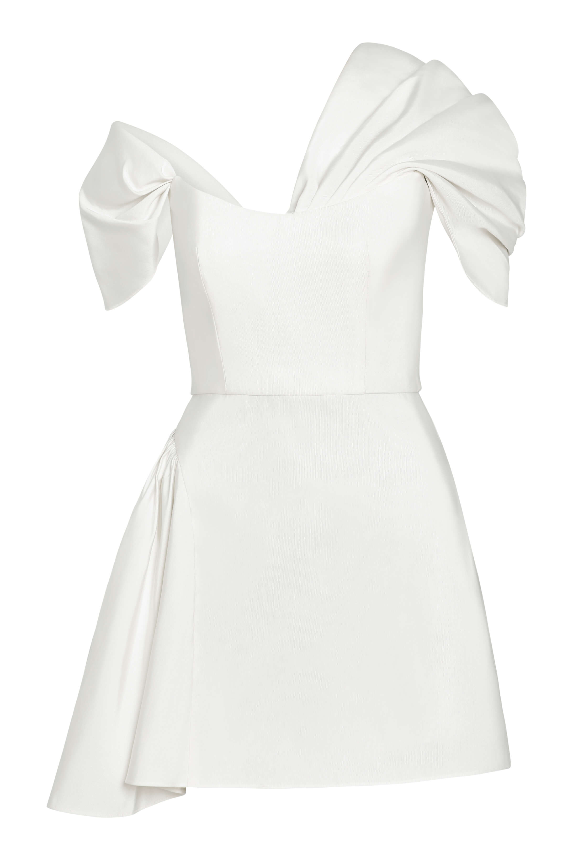 Maya White Silk Asymmetric Mini Dress