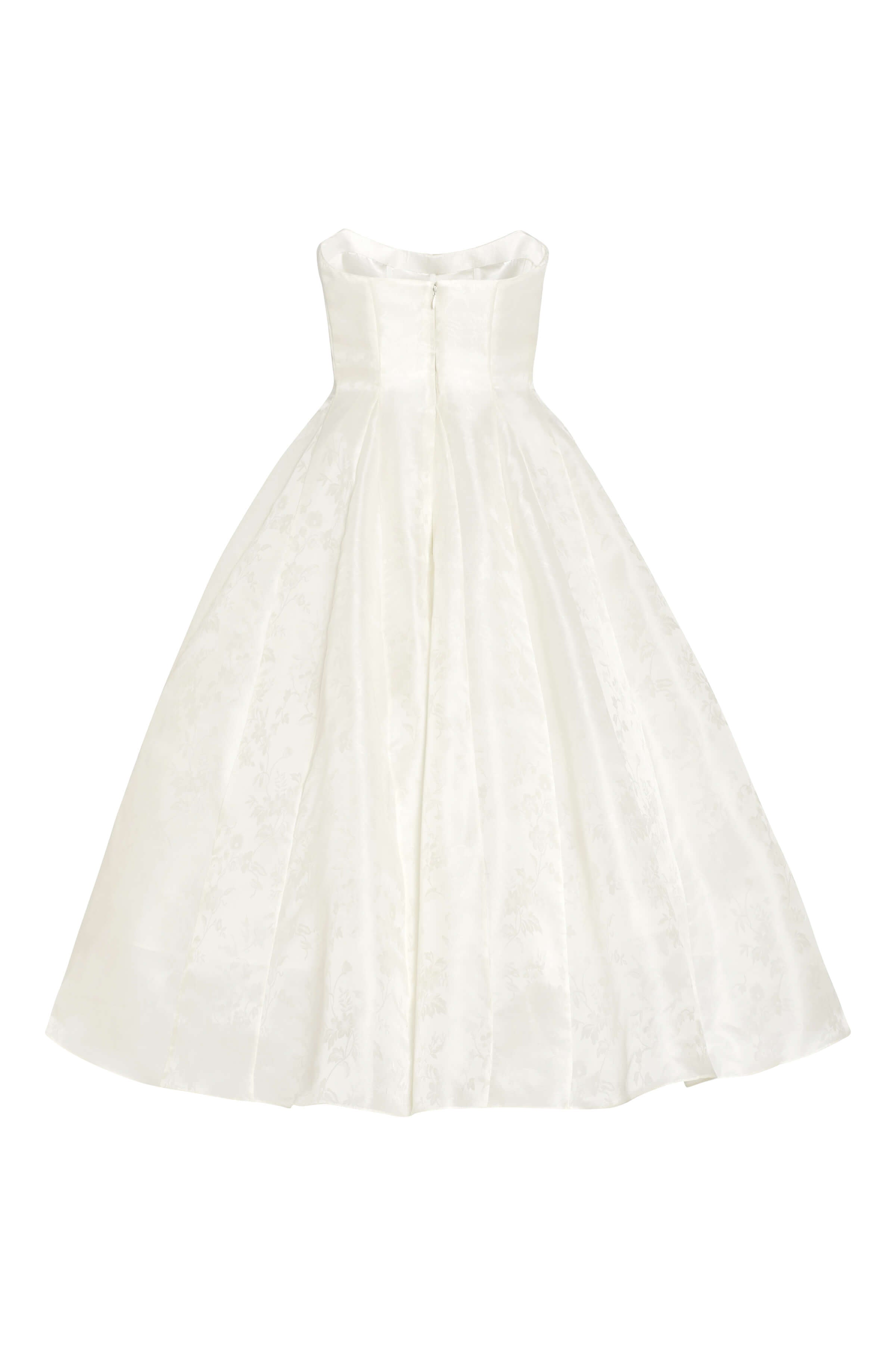 Fiorela White Floral Jacquard Strapless Midi Dress
